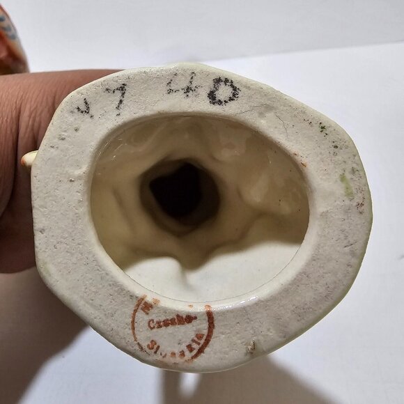 Pair of Red Parrot w/ Blue Feathers Ceramic Figurine by Czechoslovakia Pottery - Picture 7 of 7